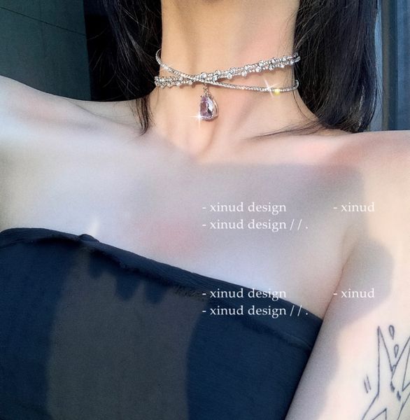 xinud tears noble sister luxury choker flash diamond headdress show thin exquisite clavicle dress neck chain, Silver
xinud tears noble sister luxury choker flash diamond headdress show thin exquisite clavicle dress neck chain, Silver