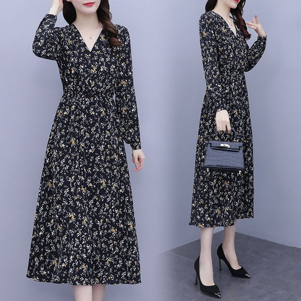 2021 spring with low v plus size fat 100kg women wear thin floral long sleeve dressed casual tsnd, Black;gray
2021 spring with low v plus size fat 100kg women wear thin floral long sleeve dressed casual tsnd, Black;gray