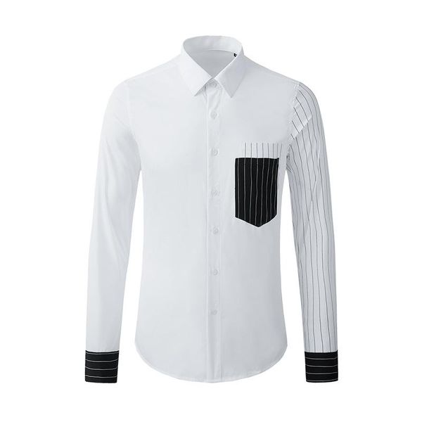 men's casual shirts high-end shirt trend light luxury double pocket striped printing hand sleeve stitching male long-sleeved, White;black
men's casual shirts high-end shirt trend light luxury double pocket striped printing hand sleeve stitching male long-sleeved, White;black
