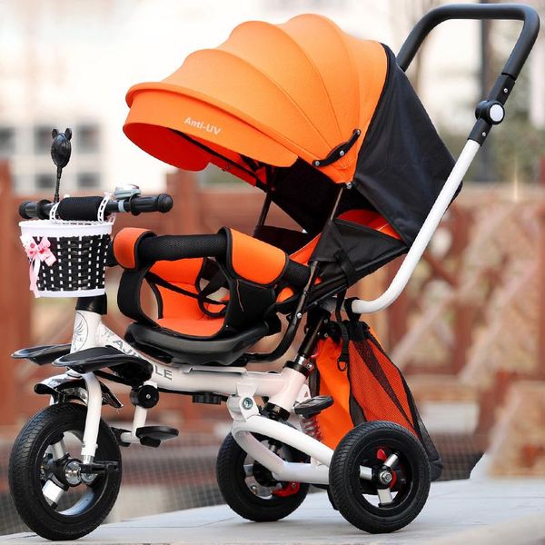 Lightweight Aluminum Alloy Folding Children's Tricycle Can Sit And Lie Baby Stroller Baby Bicycle Three Wheel Bikes 6m-6y