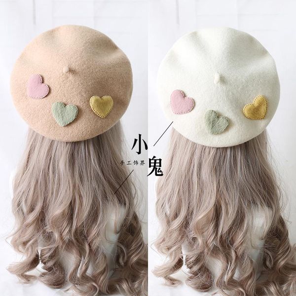 original small fresh joker soft girl lolita love wool nick biscuit hat beret painter hat love, Blue;gray
original small fresh joker soft girl lolita love wool nick biscuit hat beret painter hat love, Blue;gray