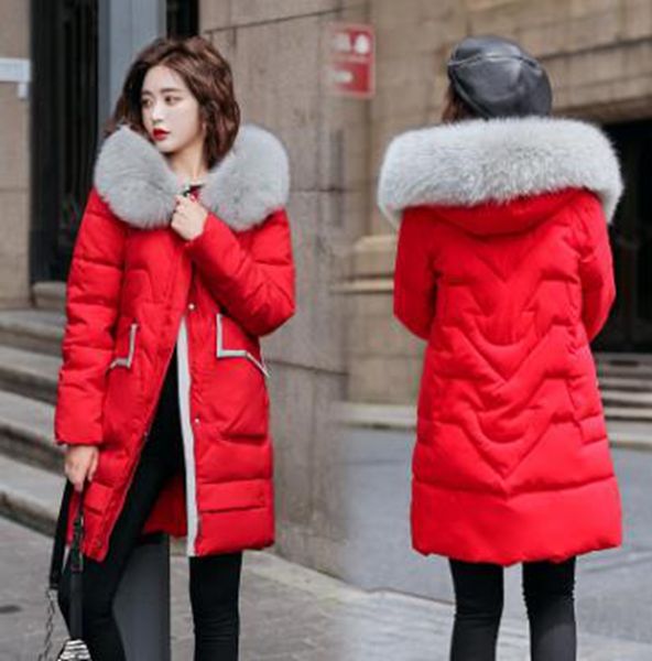 wholesale winter mid-length big fur collar women's warm hooded student slim down and down padded jacket, Black
wholesale winter mid-length big fur collar women's warm hooded student slim down and down padded jacket, Black