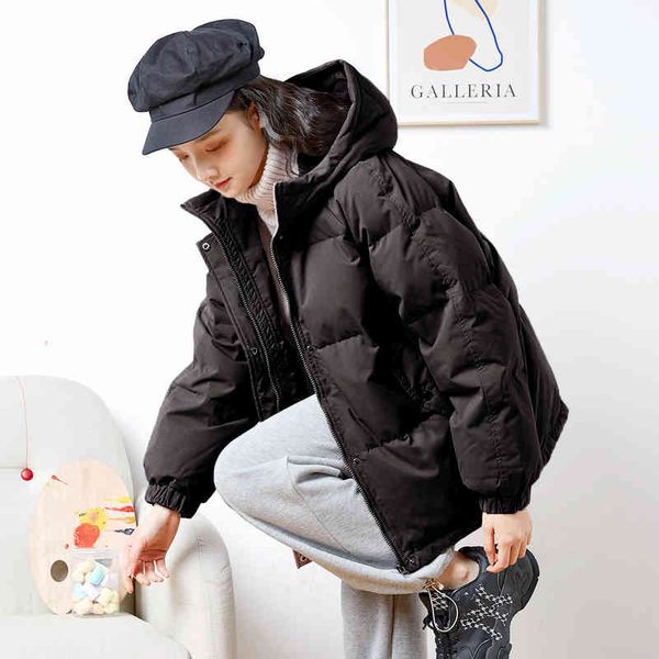 2021 winter new down jacket women's korean version hooded loose thin plush thickened down jacket fashion, Black
2021 winter new down jacket women's korean version hooded loose thin plush thickened down jacket fashion, Black