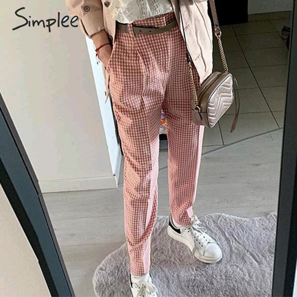 simplee pink plaid casual pants women 2021 summer vintage work pants capris female straight office ladies british style trousers y19070101, Black;white
simplee pink plaid casual pants women 2021 summer vintage work pants capris female straight office ladies british style trousers y19070101, Black;white