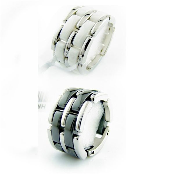 fashion double rows black / white ceramic stainless steel rings for men & women 201218, Silver
fashion double rows black / white ceramic stainless steel rings for men & women 201218, Silver