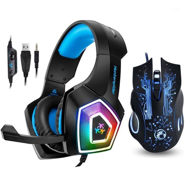 

hunterspider v1 gaming headset stereo bass heaphone with mic led light for ps4 xbox one pc+5000dpi 6 buttons pro gaming mouse1