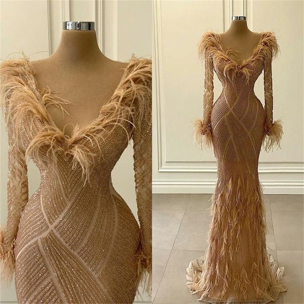 champagne mermaid evening dresses luxury beaded sequins feather ruffles long sleeves sweep train formal party gowns bling bling prom dresses, Black;red
champagne mermaid evening dresses luxury beaded sequins feather ruffles long sleeves sweep train formal party gowns bling bling prom dresses, Black;red