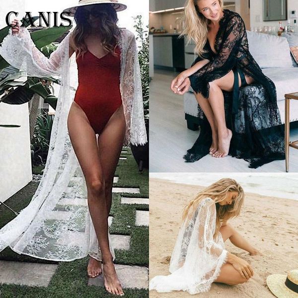 summer women lace boho bikini cover up kimono cardigan blouse long sunscreen, White;black
summer women lace boho bikini cover up kimono cardigan blouse long sunscreen, White;black