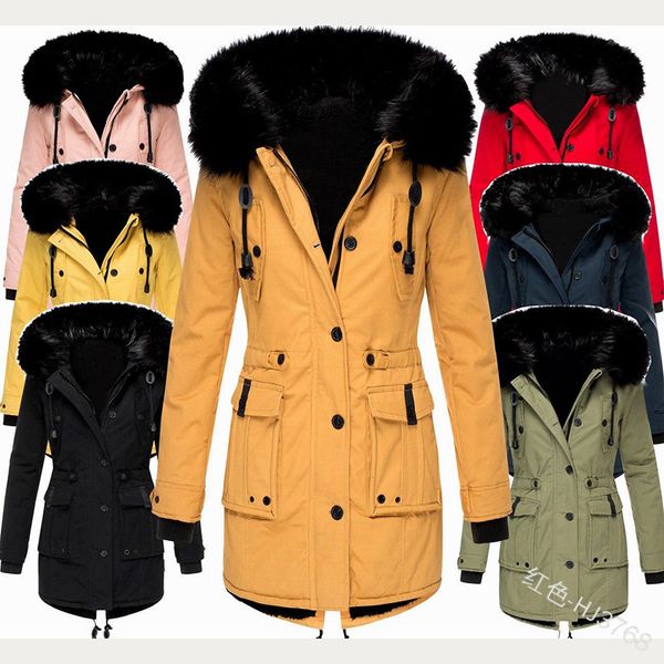 fur collar hooded womens down patchwork big pockets warm women parkas solid color casual designer coats, Black
fur collar hooded womens down patchwork big pockets warm women parkas solid color casual designer coats, Black