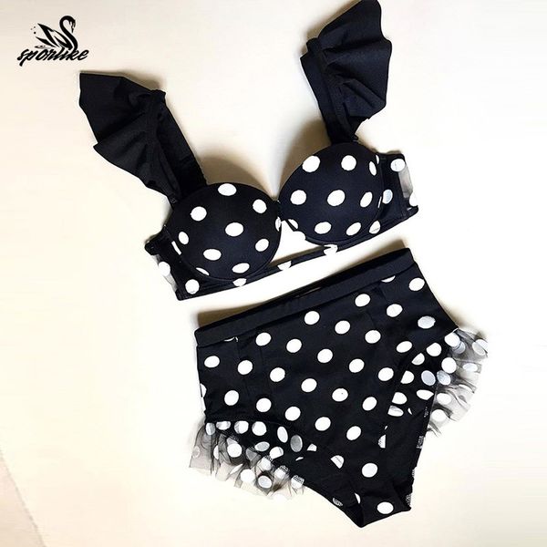 off the shoulder bikinis women swimsuit 2019 new ruffle swimwear leaf print bathing suits beach wear swim suits biquini t200708, White;black 
off the shoulder bikinis women swimsuit 2019 new ruffle swimwear leaf print bathing suits beach wear swim suits biquini t200708, White;black