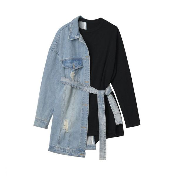 fashion brand stitching denim waist hugging fake two-piece sweater women's thin type for spring and autumn loose korean-style, Black;brown
fashion brand stitching denim waist hugging fake two-piece sweater women's thin type for spring and autumn loose korean-style, Black;brown