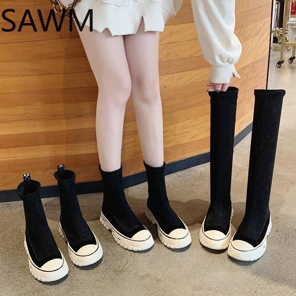 women boots 2020 autumn stretch boots short sneakers long thick platform slip-on women's botas mujer, Black
women boots 2020 autumn stretch boots short sneakers long thick platform slip-on women's botas mujer, Black