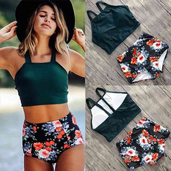 high waist bikini 2pcs women floral printed swimsuit set slimming ladies beach wear swimwear, White;black
high waist bikini 2pcs women floral printed swimsuit set slimming ladies beach wear swimwear, White;black