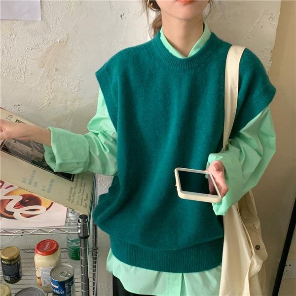 women's vests autumn winter green o-neck sleeveless knitted vest all-match plus size female loose pullovers sweater oversized, Black;white
women's vests autumn winter green o-neck sleeveless knitted vest all-match plus size female loose pullovers sweater oversized, Black;white
