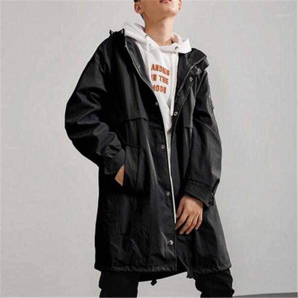 men's 2019 new spring and autumn casual coat youth trend handsome hooded large size long men's windbreaker coat1, Tan;black
men's 2019 new spring and autumn casual coat youth trend handsome hooded large size long men's windbreaker coat1, Tan;black