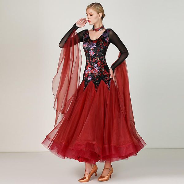 standard ballroom dresses women 2020 new style long sleeve lycra waltz competition dancing skirt red ballroom dance dress, Black;red
standard ballroom dresses women 2020 new style long sleeve lycra waltz competition dancing skirt red ballroom dance dress, Black;red