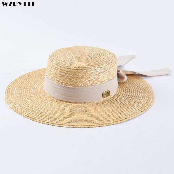 new fashion wide brim hat summer beach wheat straw women boater hat with ribbon bow for vacation derby audrey hepburn c0123, Blue;gray
new fashion wide brim hat summer beach wheat straw women boater hat with ribbon bow for vacation derby audrey hepburn c0123, Blue;gray