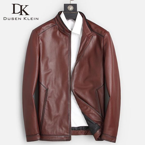 men's leather & faux dk cowhide coat wine red men mandarine collar casual jackets autumn slim coats, Black
men's leather & faux dk cowhide coat wine red men mandarine collar casual jackets autumn slim coats, Black