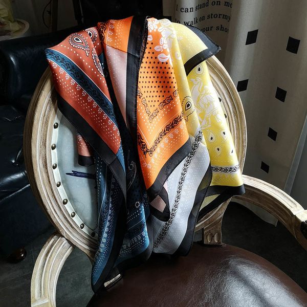 70*70cm multi function vintage square scarves neckerchief imitation silk scarfs for women chic girl's headband headscarf hairband banda, Blue;gray
70*70cm multi function vintage square scarves neckerchief imitation silk scarfs for women chic girl's headband headscarf hairband banda, Blue;gray