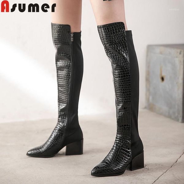 asumer fashion pu+genuine leather boots pointed toe zip ladies over the knee boots square high heels autumn winter long1, Black
asumer fashion pu+genuine leather boots pointed toe zip ladies over the knee boots square high heels autumn winter long1, Black