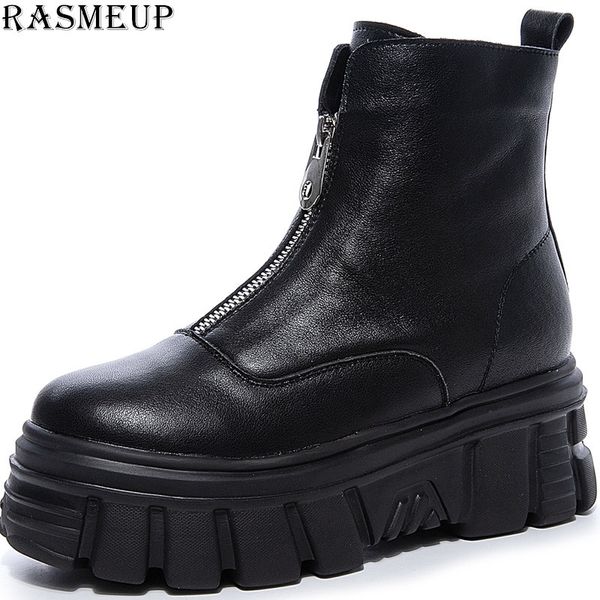 rasmeup genuine leather front zipper women' ankle boots 2020 fashion style women spring platform boots ladies chunky shoes 1026, Black
rasmeup genuine leather front zipper women' ankle boots 2020 fashion style women spring platform boots ladies chunky shoes 1026, Black