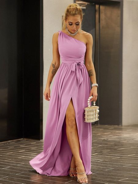 joyfunear twist shoulder belted split thigh dress j9cr#, Black;gray 
joyfunear twist shoulder belted split thigh dress j9cr#, Black;gray