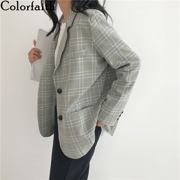 colorfaith new autumn winter women's blazers oversize plaid casual buttons pockets jackets notched vintage wild jk150 y201026, White;black
colorfaith new autumn winter women's blazers oversize plaid casual buttons pockets jackets notched vintage wild jk150 y201026, White;black