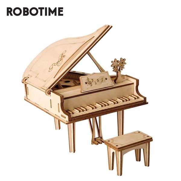 Robotime Diy Grand Piano Toys 3d Wooden Puzzle Toy Assembly Model Wood Desk Decoration For Children Kids Tg402 Y200413