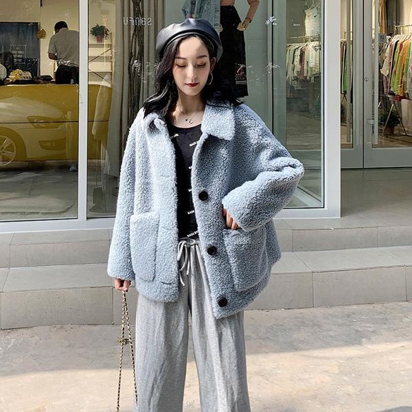 women's fur & faux 2021 autumn winter women wool coat loose solid color artificial particle jacket ladies casual l134, Black
women's fur & faux 2021 autumn winter women wool coat loose solid color artificial particle jacket ladies casual l134, Black