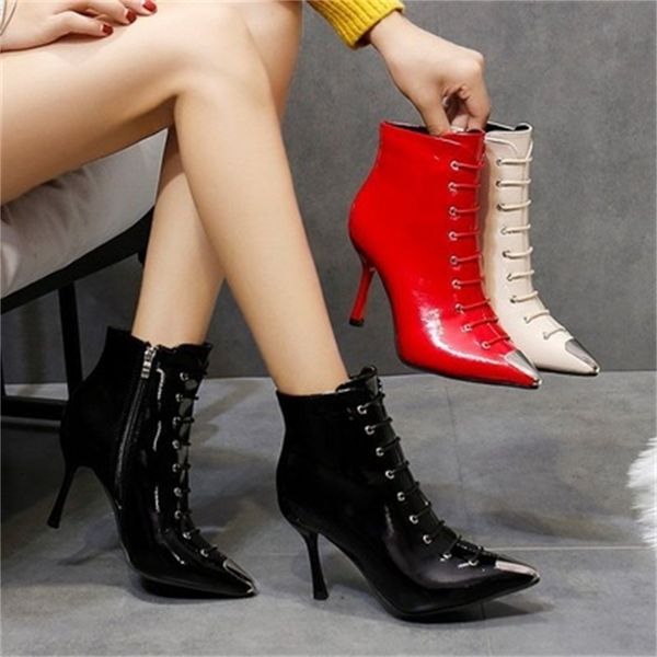 2020 ankle women winter high heels 9 in women's shoes toe toe-pointing stilettos thin party boots 0464, Black
2020 ankle women winter high heels 9 in women's shoes toe toe-pointing stilettos thin party boots 0464, Black