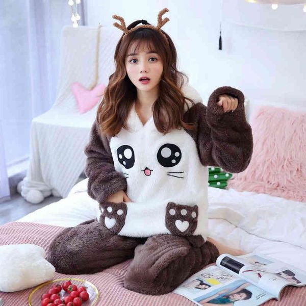 women's sleepwear coral fleece pajamas set cute women hooded nightgown autumn and winter plus velvet thick female long sleeves war, Black;red
women's sleepwear coral fleece pajamas set cute women hooded nightgown autumn and winter plus velvet thick female long sleeves war, Black;red
