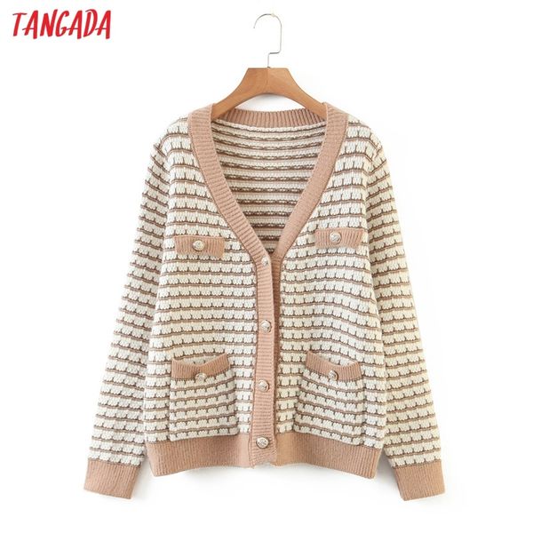 tangada women elegant striped pattern cardigan vintage jumper lady fashion oversized knitted cardigan coat qw316 c1030, Black
tangada women elegant striped pattern cardigan vintage jumper lady fashion oversized knitted cardigan coat qw316 c1030, Black