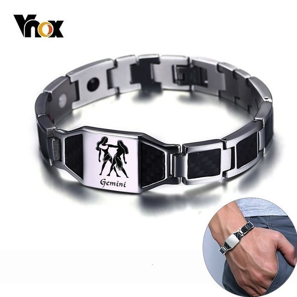vnox gents carbon fiber bracelets for men twelve constellation gemini leo engraved stainless steel bio energy magnet wristband 0930, Black
vnox gents carbon fiber bracelets for men twelve constellation gemini leo engraved stainless steel bio energy magnet wristband 0930, Black
