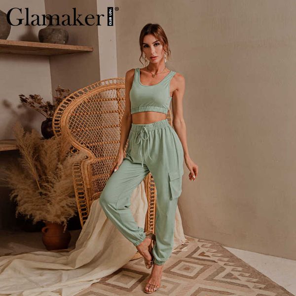 glamaker green sleeveless fitness suit set women crop and pant two piece set casual fashion pocket ladies autumn tracksuit 201009, White
glamaker green sleeveless fitness suit set women crop and pant two piece set casual fashion pocket ladies autumn tracksuit 201009, White
