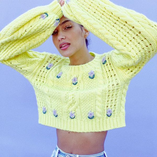 2021 New Sweet Floral Applications Long-sleeve Lantern Short Sleeves Knitted or Crocheted Yellow Daffidol Sweaters ZRDK, White;black
2021 New Sweet Floral Applications Long-sleeve Lantern Short Sleeves Knitted or Crocheted Yellow Daffidol Sweaters ZRDK, White;black