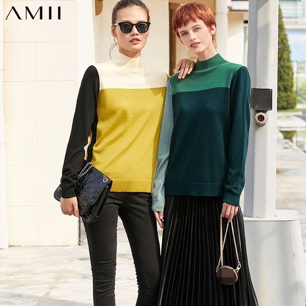 amii minimalism autumn women's sweater temperament contrasting color design turtleneck women pullover female 12040377 201109, White;black
amii minimalism autumn women's sweater temperament contrasting color design turtleneck women pullover female 12040377 201109, White;black