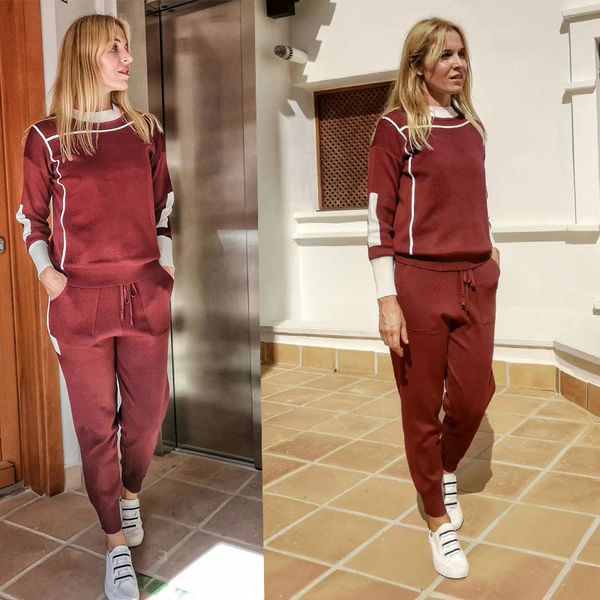 woman knitted suits knit casual tracksuits o-neck pullovers+drawstrings elastic pants two piece sets, Gray
woman knitted suits knit casual tracksuits o-neck pullovers+drawstrings elastic pants two piece sets, Gray