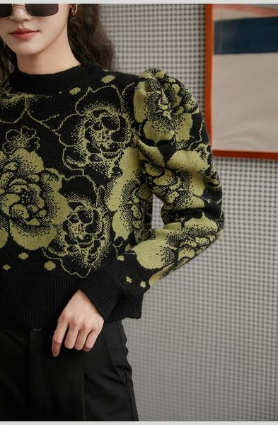 women's sweaters pullover knitted ladies jumpers winter korean fashion clothing puff sleeve cropped sweater women black floral print, White;black
women's sweaters pullover knitted ladies jumpers winter korean fashion clothing puff sleeve cropped sweater women black floral print, White;black