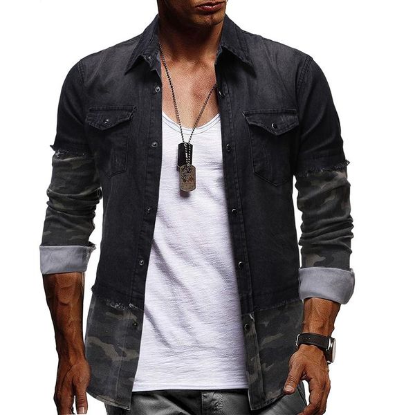 black denim shirt men casual fit slim long sleeve shirts 2020 new cotton splice shirt mens clothing plus size 3xl, White;black
black denim shirt men casual fit slim long sleeve shirts 2020 new cotton splice shirt mens clothing plus size 3xl, White;black