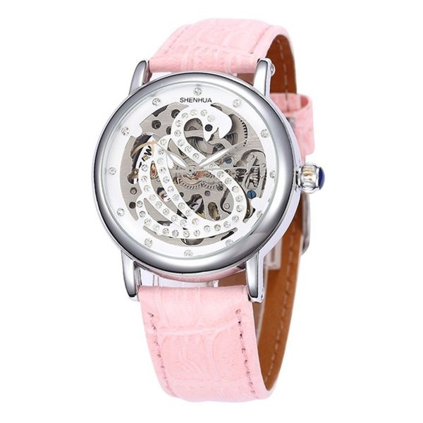 swan mechanical watch hollow lady leisure watch 9352tshenhua, Slivery;brown