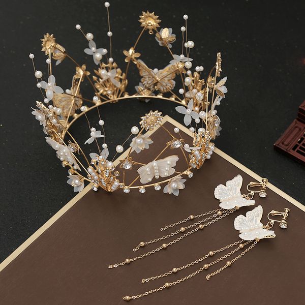 brides' and hair ornaments mori xianmei butterfly gold round crown suit wedding dress performance headdress, Silver
brides' and hair ornaments mori xianmei butterfly gold round crown suit wedding dress performance headdress, Silver