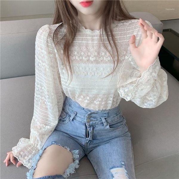 embroidered flower lace blouse flare sleeve perspective shirt blouse all-match autumn sweet women clothes1, White
embroidered flower lace blouse flare sleeve perspective shirt blouse all-match autumn sweet women clothes1, White