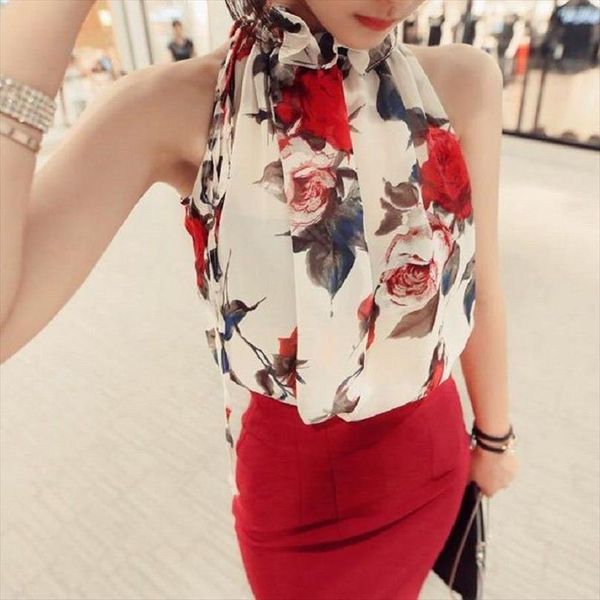 flower printed chiffon shirts women summer new ruffled sleeveless blouse off shoulder black apricot female all match, White
flower printed chiffon shirts women summer new ruffled sleeveless blouse off shoulder black apricot female all match, White