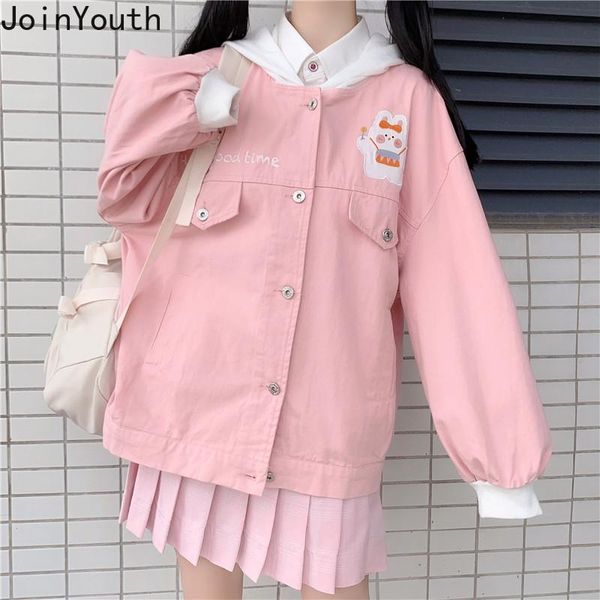 women's jackets joinyouth japanese 2021 fashion pink women ears hooded outwear patchwork embroidery streetwear coat female, Black;brown
women's jackets joinyouth japanese 2021 fashion pink women ears hooded outwear patchwork embroidery streetwear coat female, Black;brown