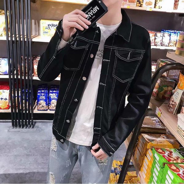 denim jacket men's jacket korean style slim trendy casual spring and autumn black clothes students handsome teenagers coat1, Black;brown
denim jacket men's jacket korean style slim trendy casual spring and autumn black clothes students handsome teenagers coat1, Black;brown