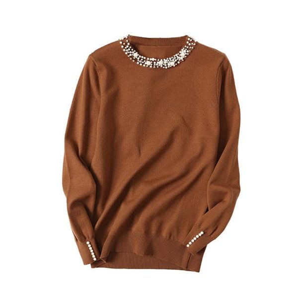 oversize sweater women autumn winter solid color beads decor neck casual loose knitwear sweater, White;black 
oversize sweater women autumn winter solid color beads decor neck casual loose knitwear sweater, White;black