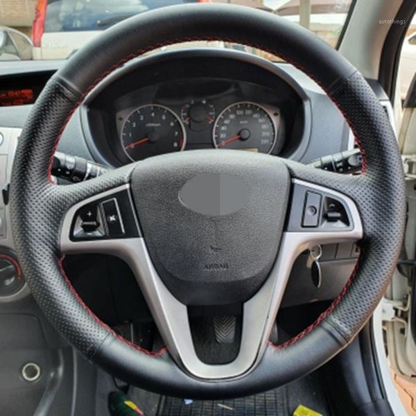 black steering wheel cover genuine leather hand-stitched for solaris verna i20 accent1
black steering wheel cover genuine leather hand-stitched for solaris verna i20 accent1