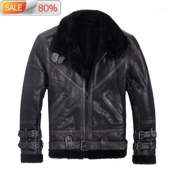 men's leather & faux mens winter sheepskin coat short genuine motorcycle sheep shearling jacket for men wool lining1, Black
men's leather & faux mens winter sheepskin coat short genuine motorcycle sheep shearling jacket for men wool lining1, Black
