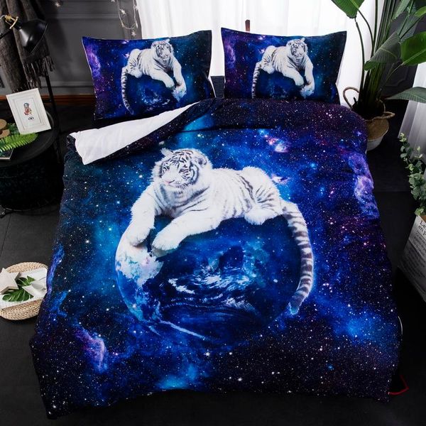 White Tiger Blue Color Galaxy Bedding Set Animal print Duvet Cover With Pillowcase Twin King Size Bed Set 3pcs Bedclothes
White Tiger Blue Color Galaxy Bedding Set Animal print Duvet Cover With Pillowcase Twin King Size Bed Set 3pcs Bedclothes