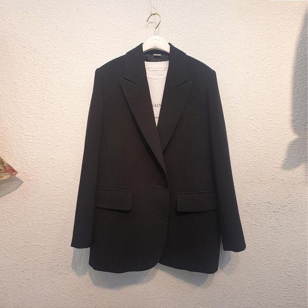 autumn solid color elegant blazer women jacket women's korean style loose single button long sleeve pockets coat1, White;black
autumn solid color elegant blazer women jacket women's korean style loose single button long sleeve pockets coat1, White;black